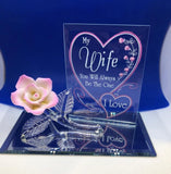 One I Love Rose Figurine for Wife Handcrafted Glass Gift with Sentimental Message