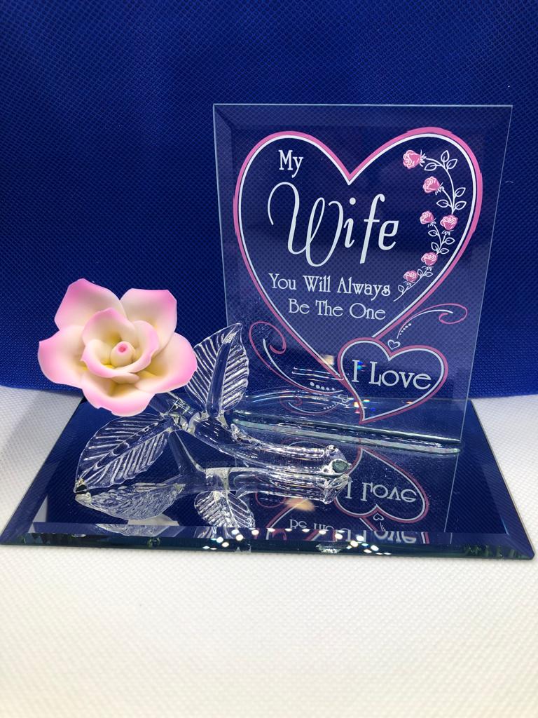 Glass Baron Pink Rose Collectible Figurine The One I Love
