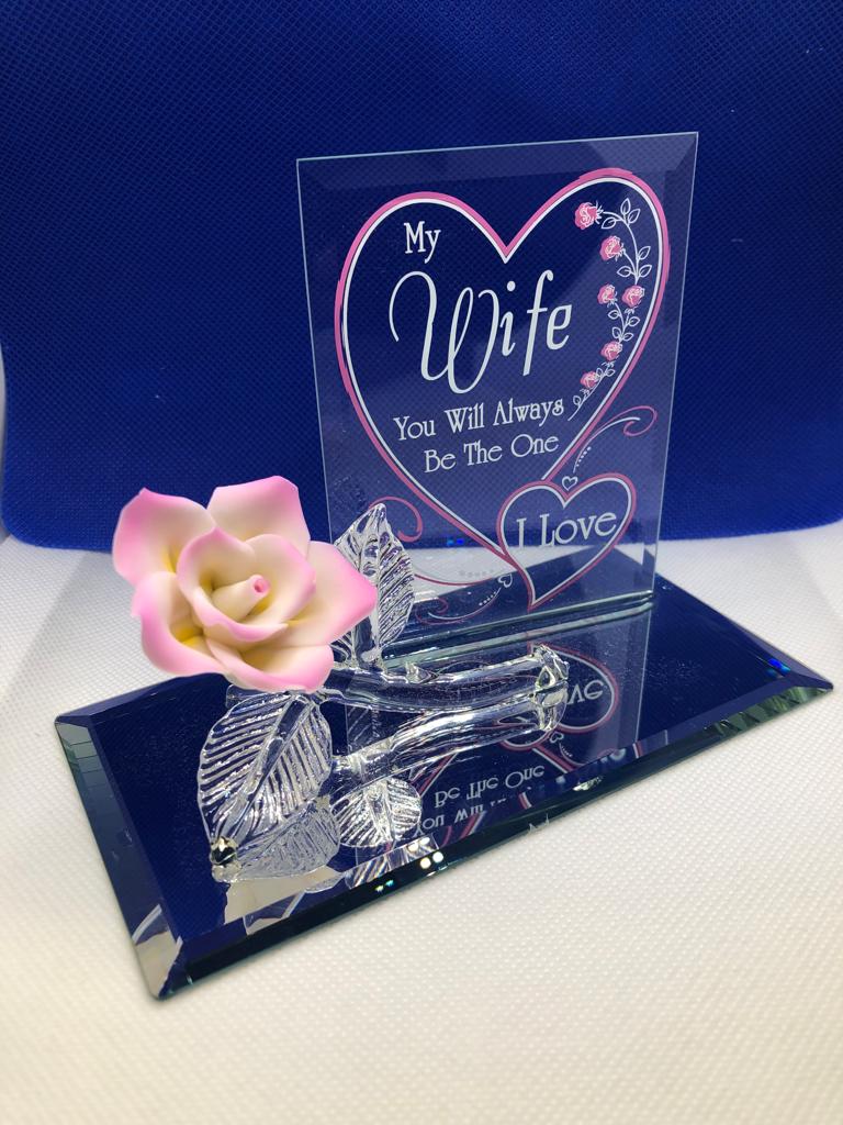 Glass Baron Pink Rose Collectible Figurine The One I Love