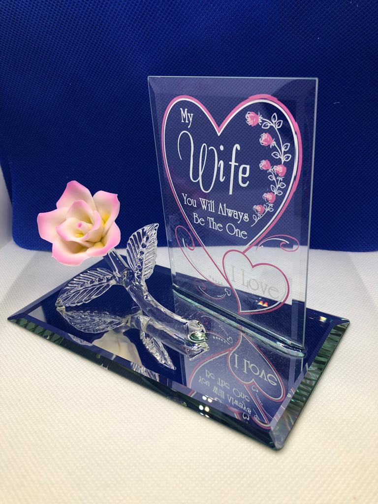 Glass Baron Pink Rose Collectible Figurine The One I Love