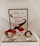 Life is a Journey Glass Motorcycle Figurine Handcrafted Gift