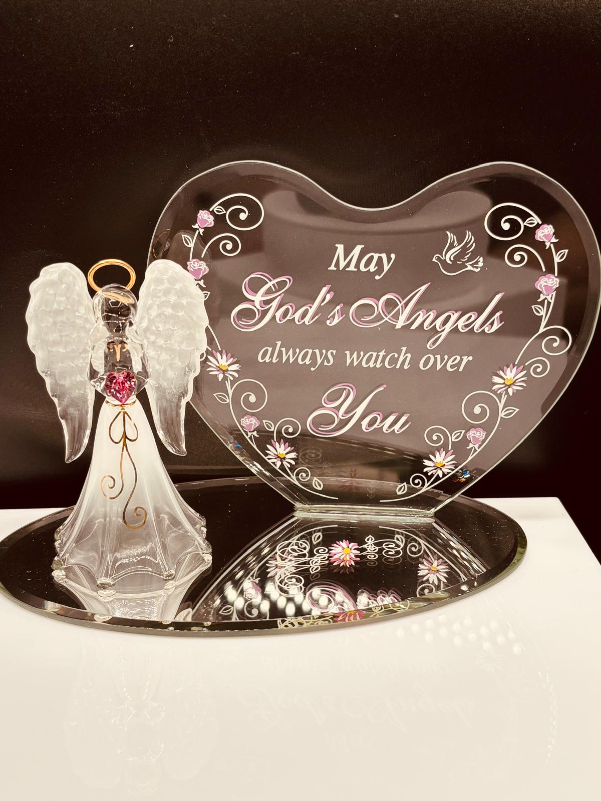 Angel with Heart Backplate Figurine | Inspirational Glass Faith Décor
