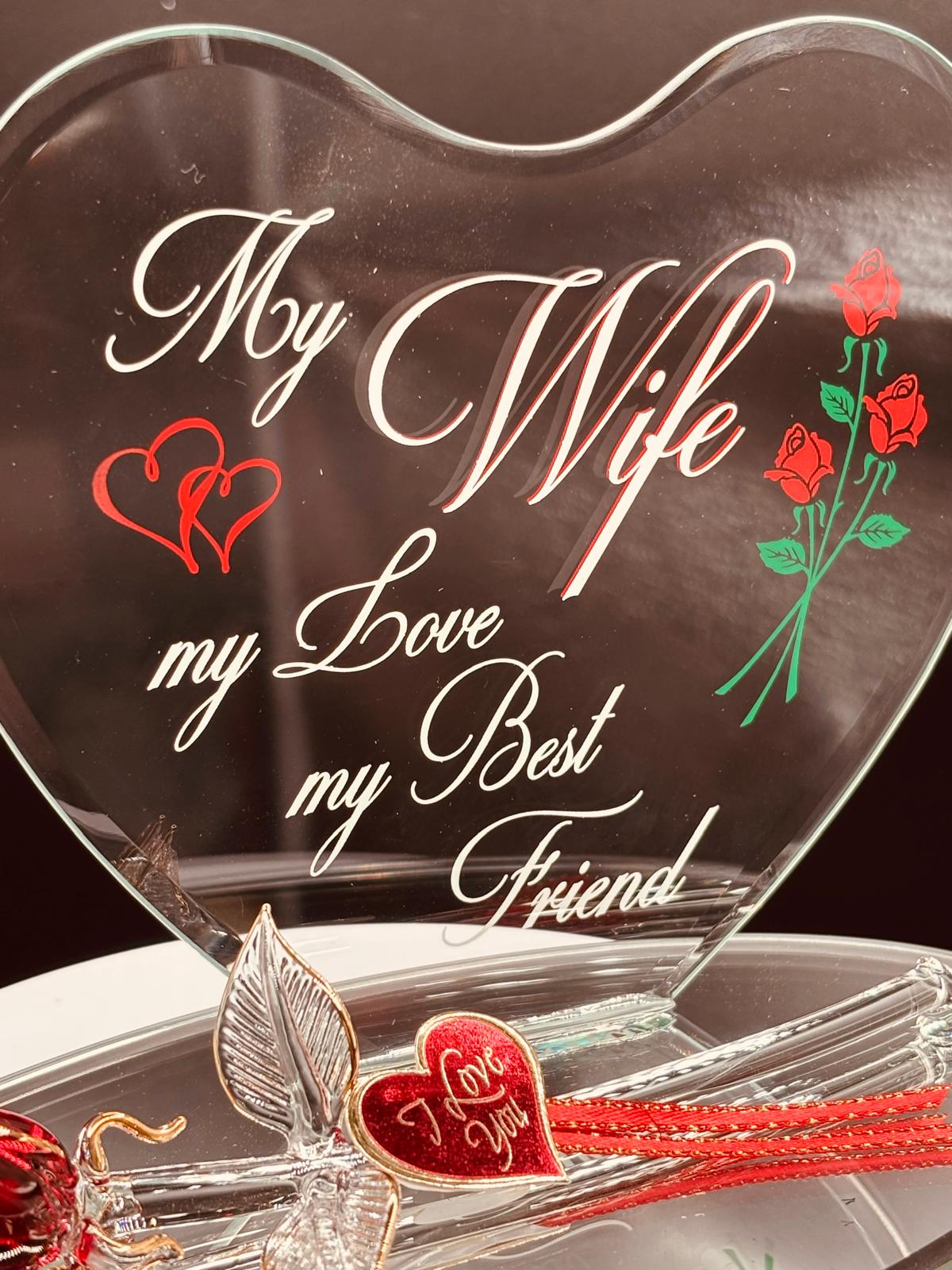 Glass Rose Gift for Wife | Romantic Love Figurine for Anniversary