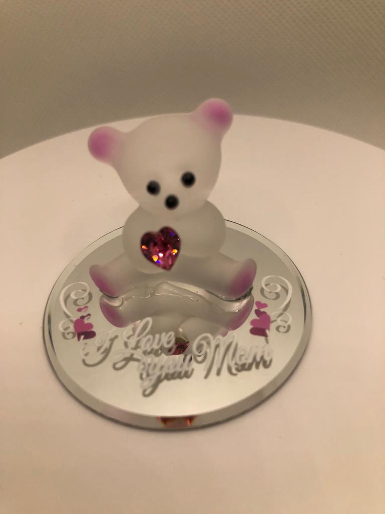 Glass Bear "I Love You Mom" Collectible Figurine