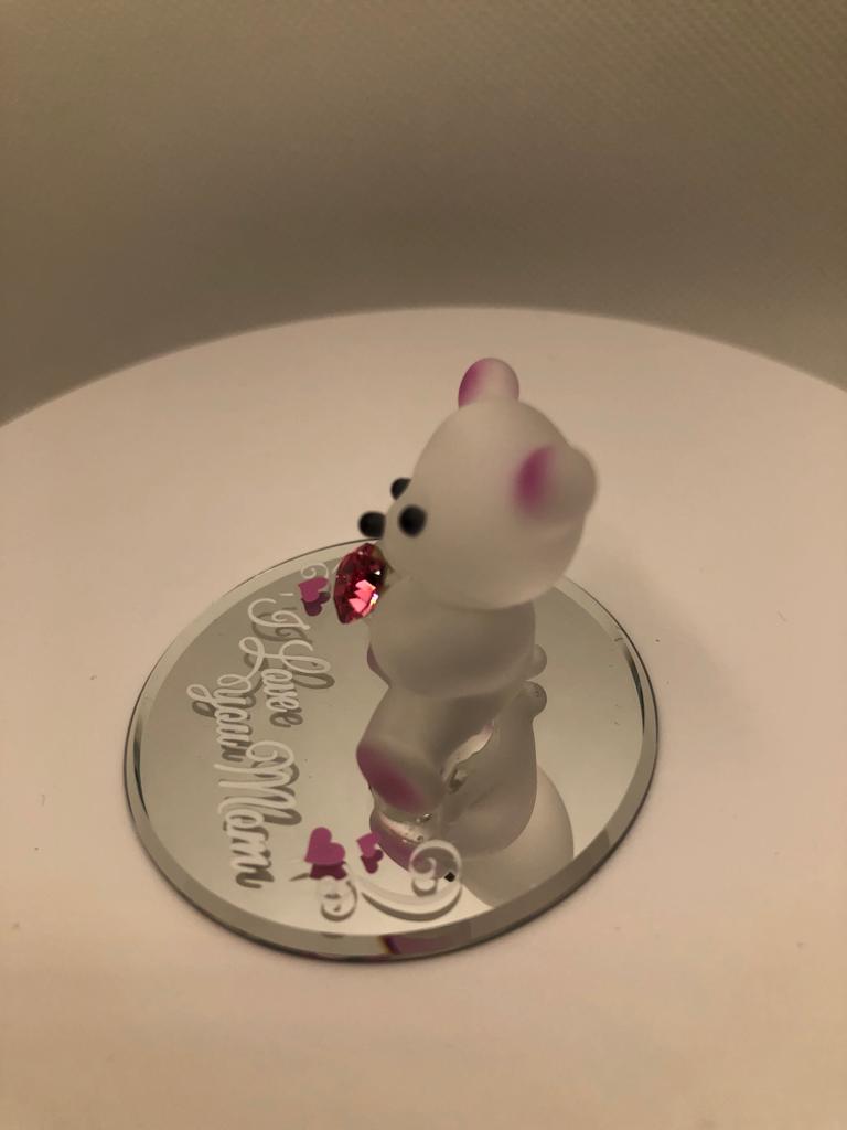 Glass Bear "I Love You Mom" Collectible Figurine