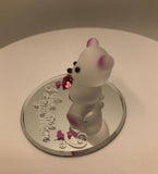Pink Bear I Love You Mom, Bear Glass Figurine, Keepsake Gift, Home Decor, Glass Bear Decoration, Gift for Mom