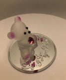 Pink Bear I Love You Mom, Bear Glass Figurine, Keepsake Gift, Home Decor, Glass Bear Decoration, Gift for Mom