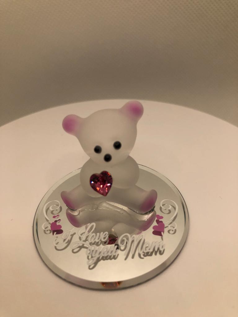 Glass Bear "I Love You Mom" Collectible Figurine