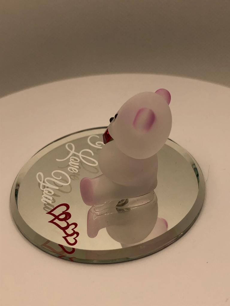 Glass Baron Bear & Red Heart Figurine Accented with Genuine Crystals