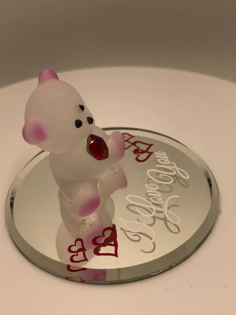 Glass Baron Bear & Red Heart Figurine Accented with Genuine Crystals