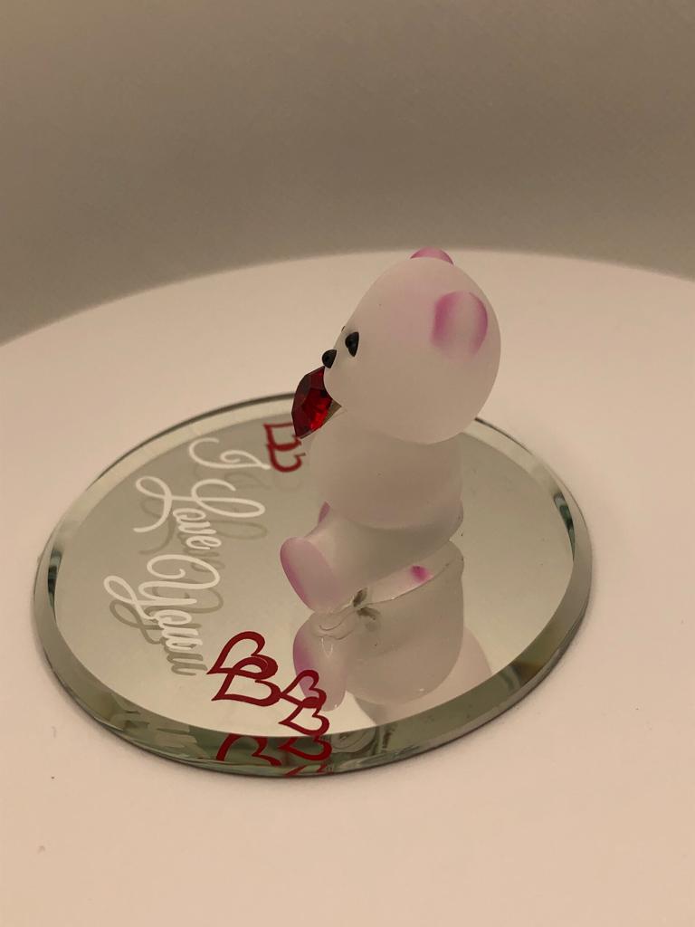 Glass Baron Bear & Red Heart Figurine Accented with Genuine Crystals