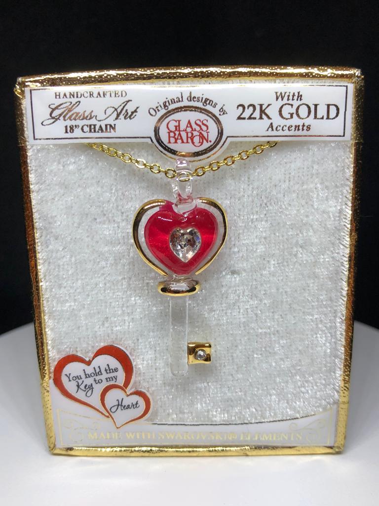 Heart Key Pendant Necklace, Handcrafted Key Heart Charm, Anniversary, Wedding, Jewelry Gift for Her