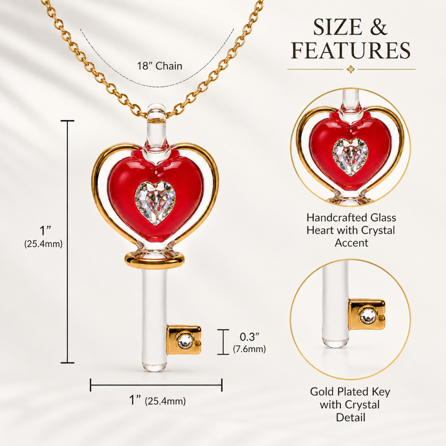 Heart Key Pendant Necklace Gift | I Love You Necklace Romantic Gift