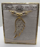 Angel Wing Necklace with Crystal Accent Gold Chain