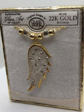 Angel Wing Necklace with Crystal Accent Gold Chain