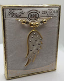Angel Wing Necklace with Crystal Accent Gold Chain