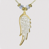 Angel Wing Necklace with Crystal Accent Gold Chain