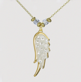 Angel Wing Necklace with Crystal Accent Gold Chain