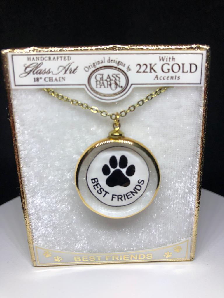 Best Friends Paw Print Necklace Dog Lover Pendant Pet Memorial Jewelry Gift