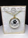 Paw Print Best Friends Necklace | Glass Pendant with 22Kt Gold Border