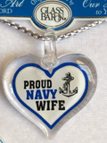 Navy Wife Necklace, Navy Spouse Necklace, Heart Necklace Gift for Wife, Christmas Gift for Wife, Anniversary Gift