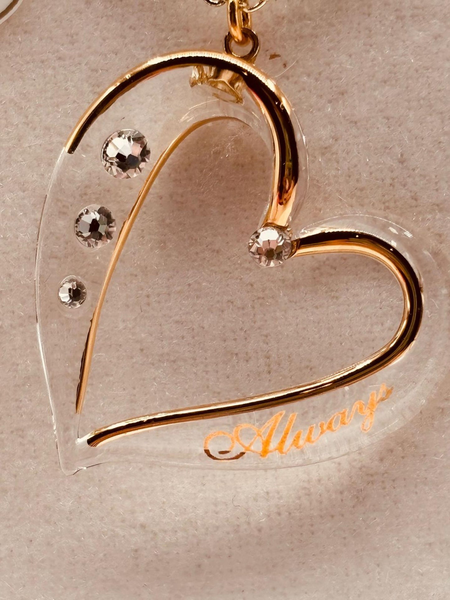 Heart Pendant Necklace, Crystal Necklace, Gold Plated Glass Jewelry, Romantic Gift for Her, Anniversary Gift, 18-Inch Chain
