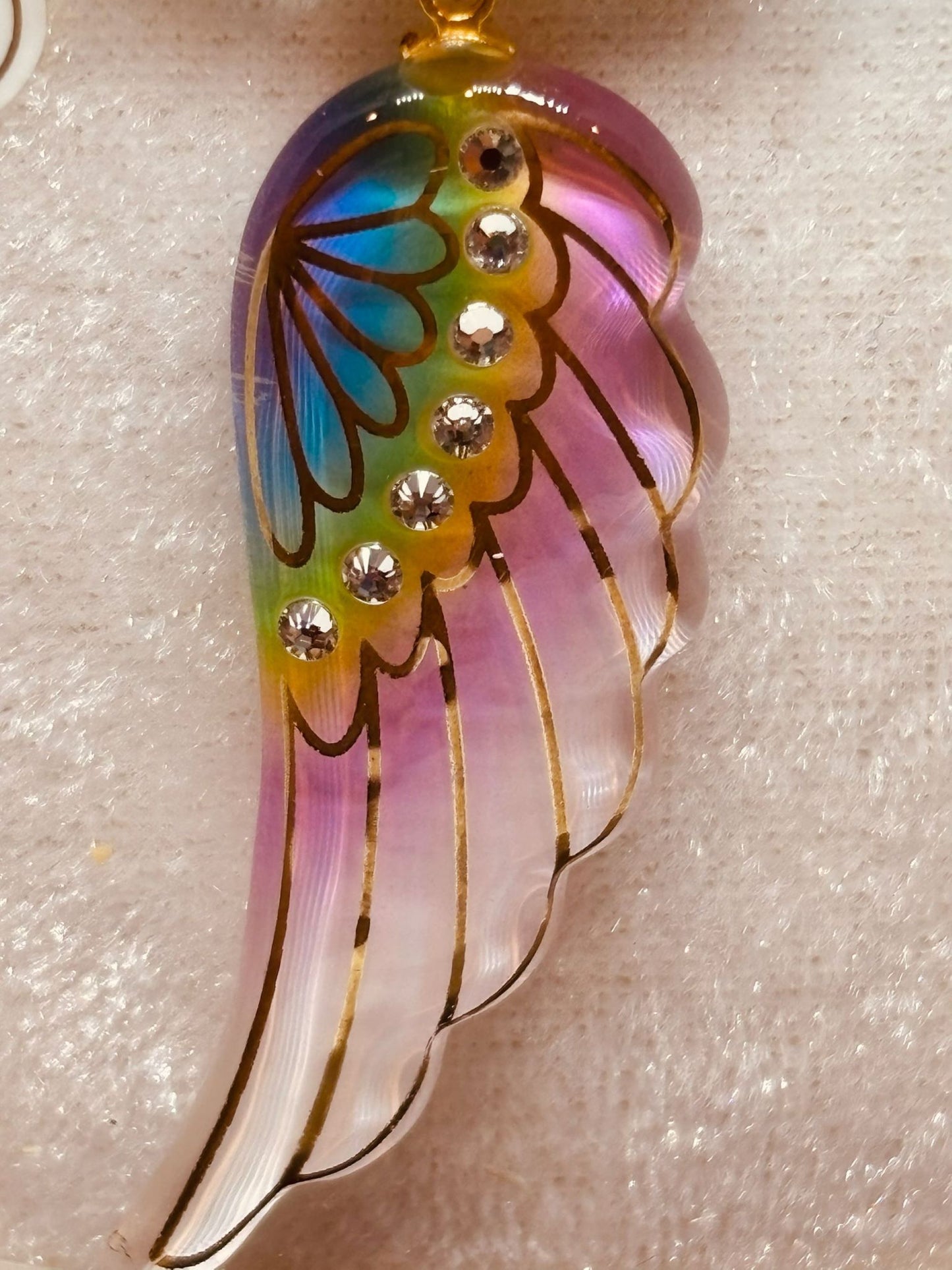 Rainbow Angel Wing Necklace | Handcrafted Crystal Pendant Gift for Her