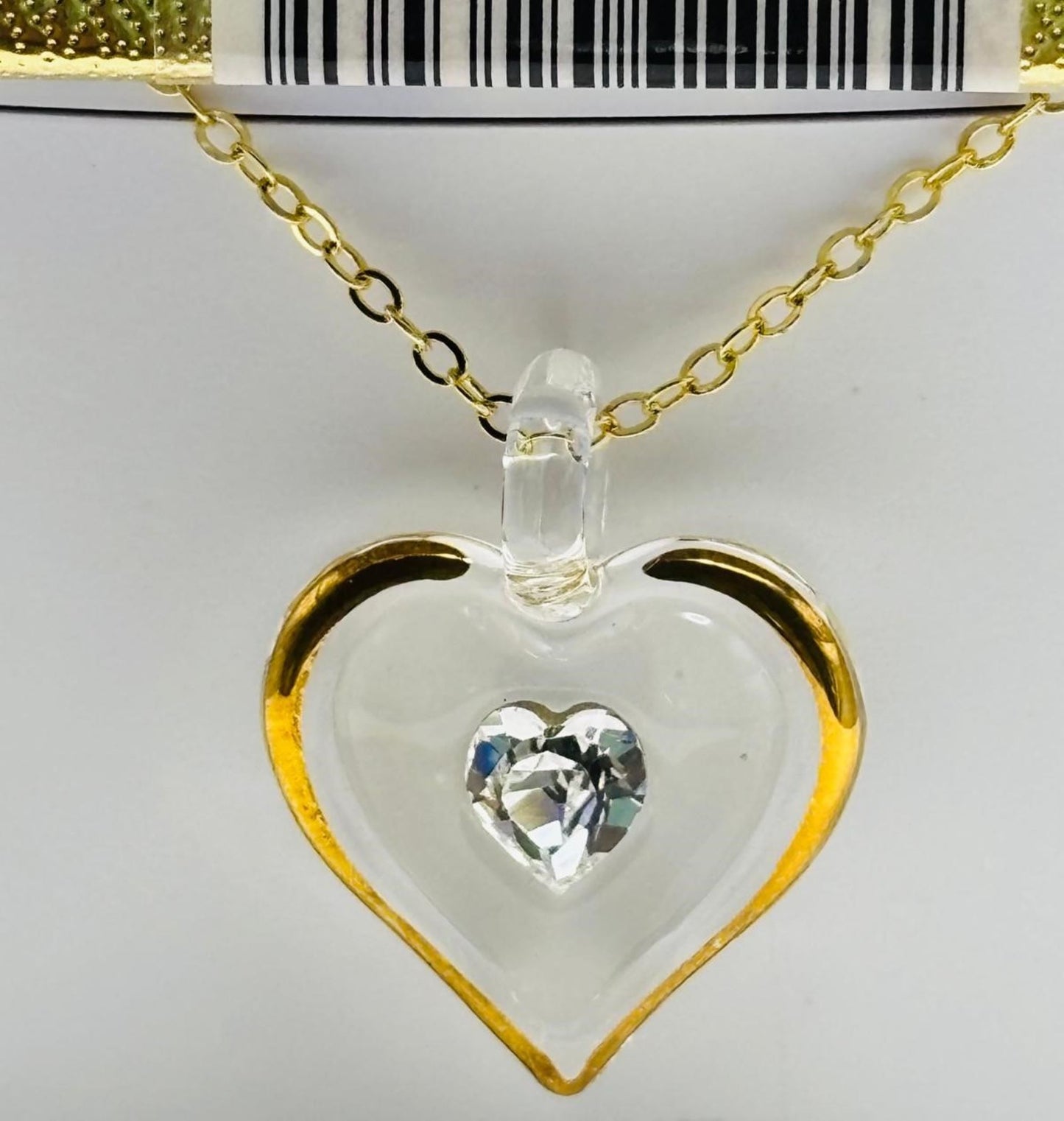April Birthstone Heart Necklace Crystal Heart Pendant on Gold Chain Birthday Gift