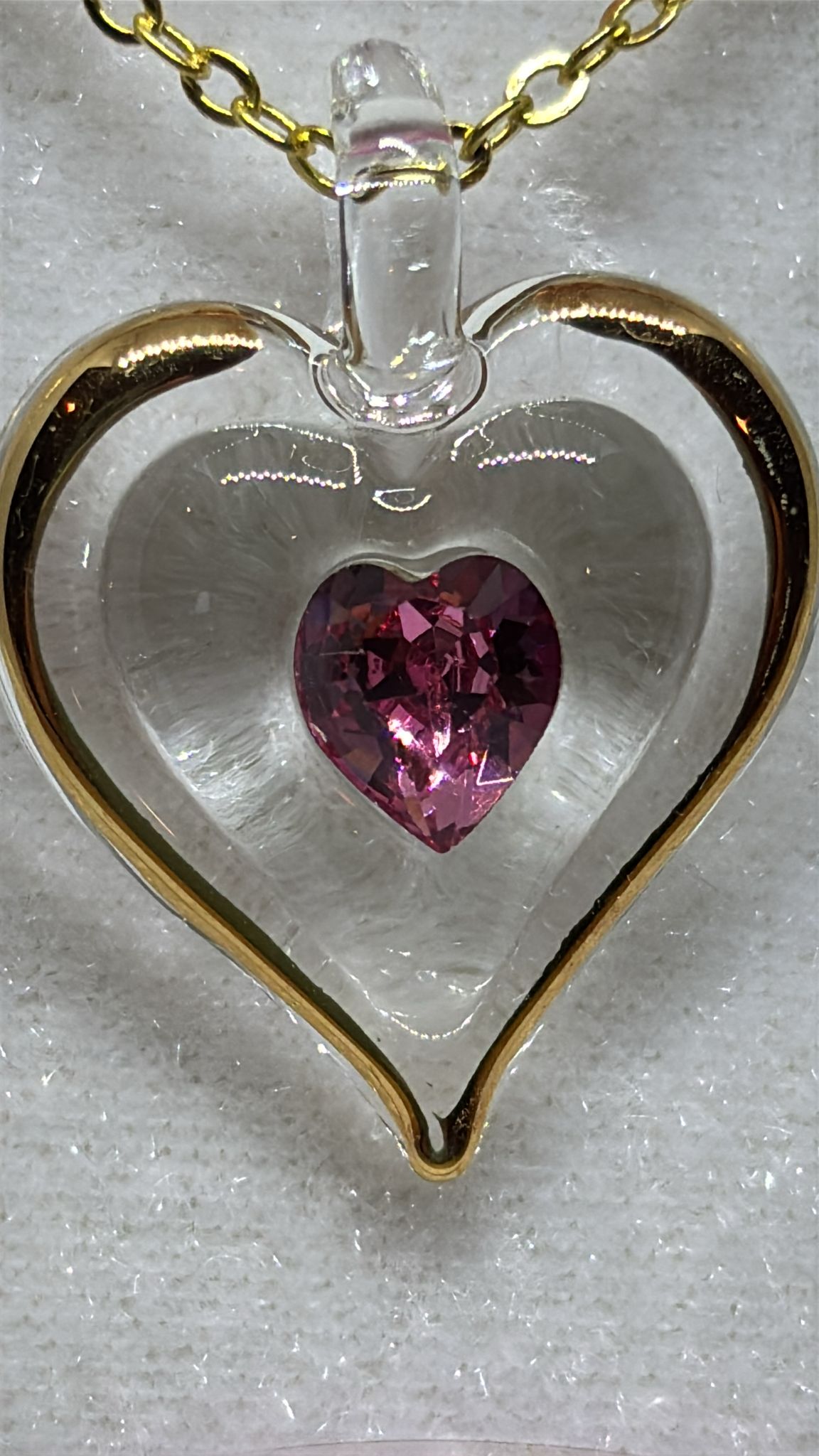 October Birthstone Heart Necklace | Pink Crystal Birth Month Jewelry