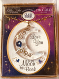 Handcrafted Love you the Moon and Back Necklace Anniversary Valentine's Jewelry Gift