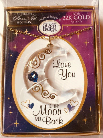 Handcrafted Love you the Moon and Back Necklace Anniversary Valentine's Jewelry Gift