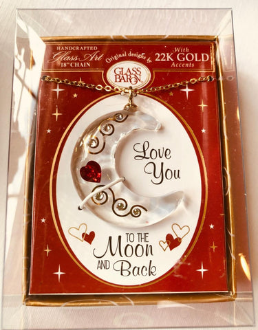 Moon Shape Necklace Love You to the Moon Handcrafted Jewelry Gift Anniversary Valentine's Day