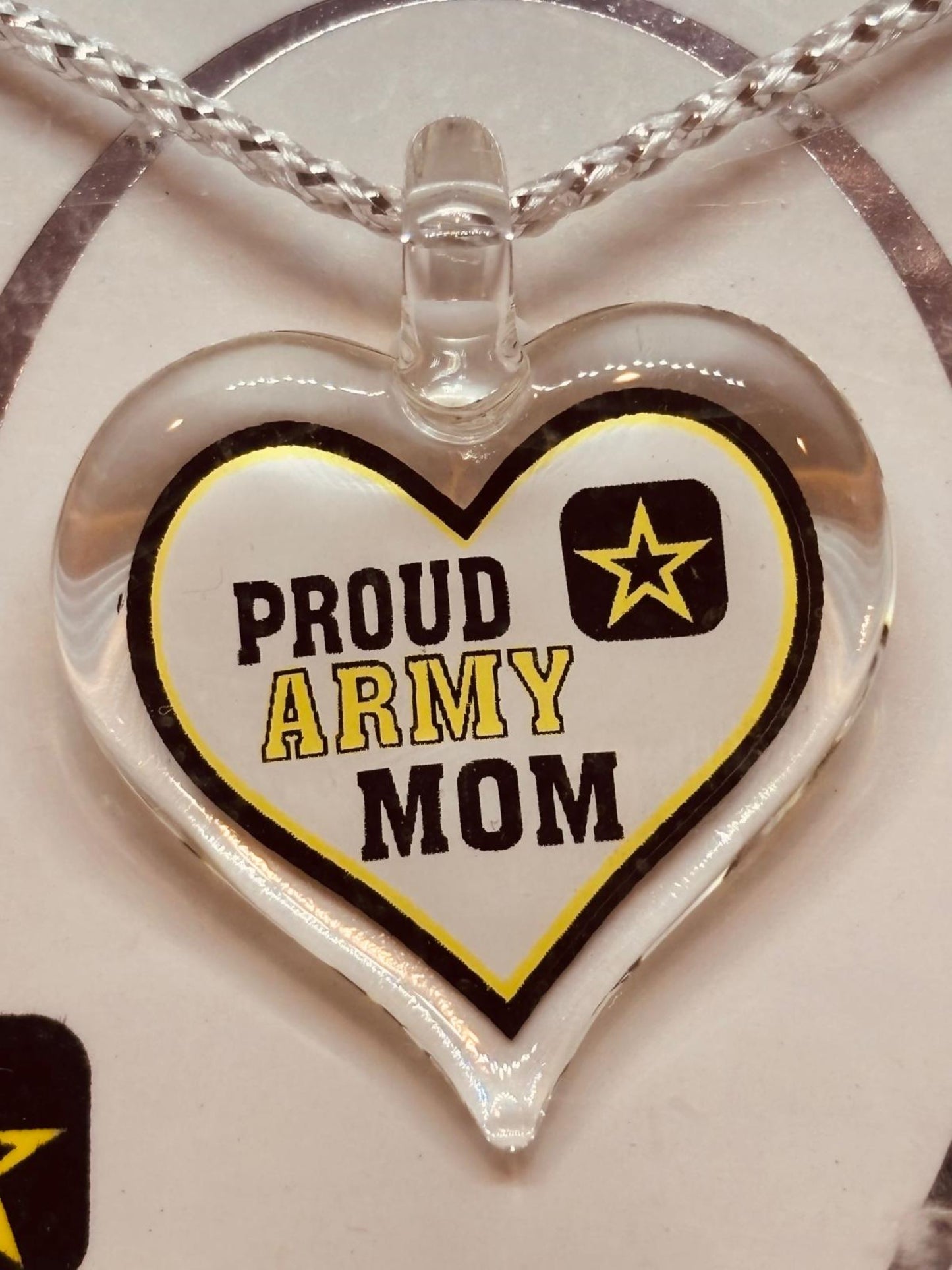 Proud Army Mom Necklace Heart Pendant Gift for Military Mom Support