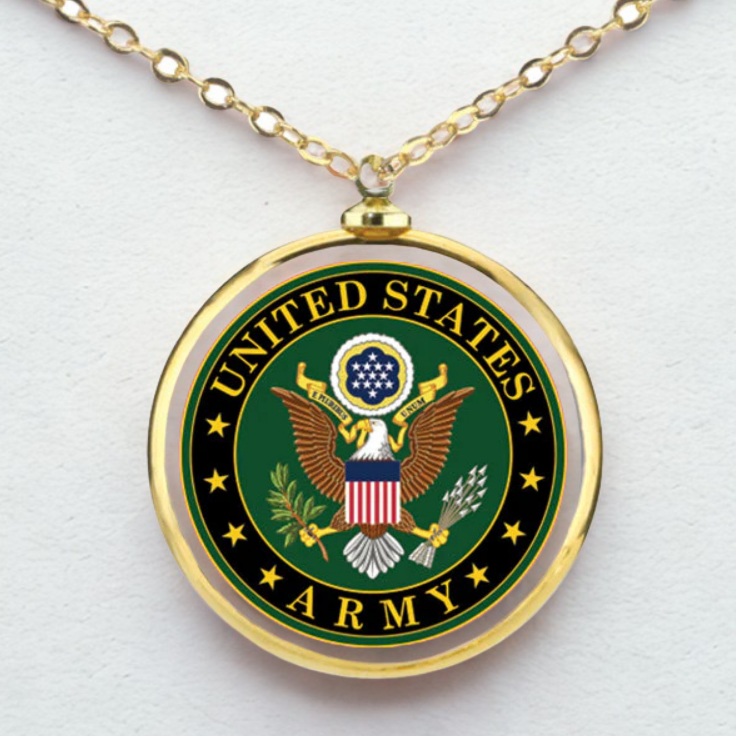 U.S. Army Necklace Gold Plated Pendant Military Jewelry Gift for Soldiers