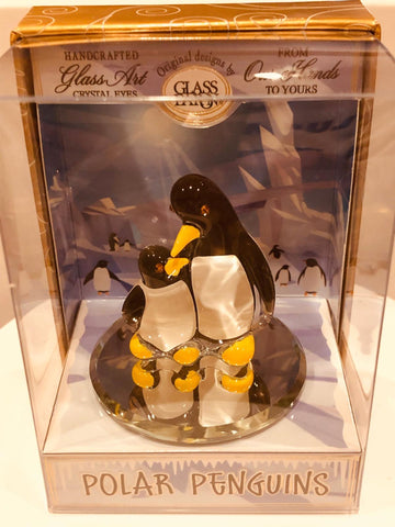 Penguin and Baby Glass Figurine in Keepsake Box Cute Animal Gift