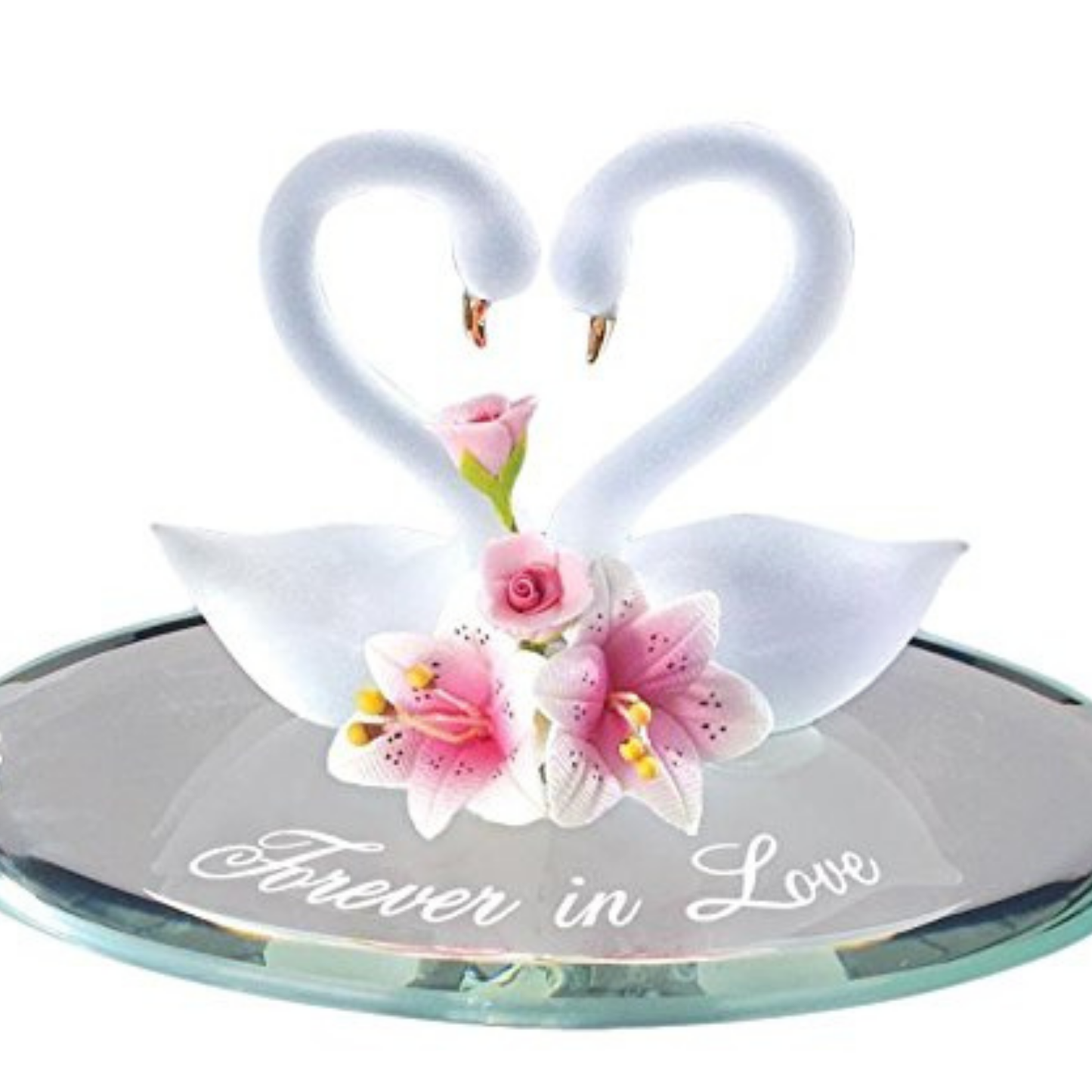 Swan Pair Forever in Love Glass Figurine | Handcrafted Romantic Gift