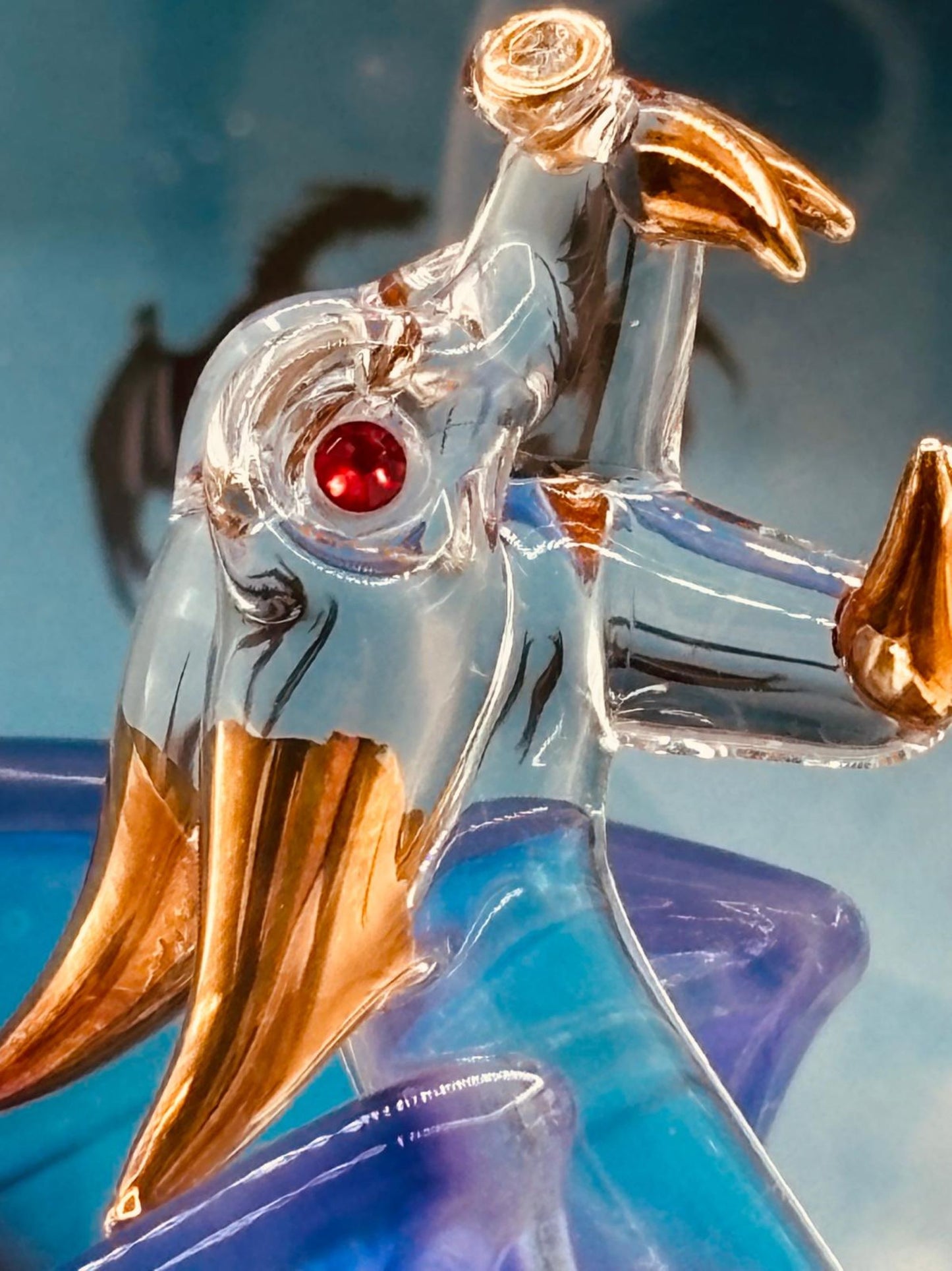 Handcrafted Glass Dragon Figurine in Keepsake Box, Blue Fantasy Dragon Gift