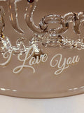 Mom “I Love You” Glass Figurine with Butterfly and Flowers