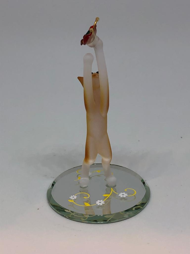 Tabby Cat with Butterfly Handcrafted Glass Figurine with Crystals