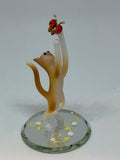 Tabby Cat with Butterfly Handcrafted Glass Figurine with Crystals