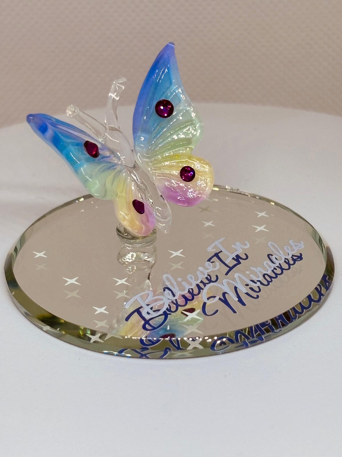 Believe in Miracles Butterfly Figurine | Glass Butterfly Inspirational Gift