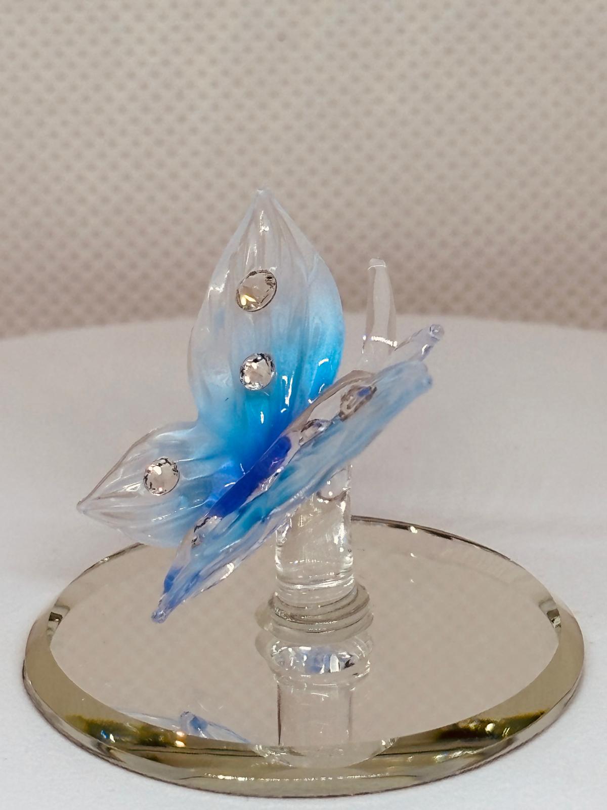 Blue Butterfly Figurine | Handcrafted Glass Butterfly Home Decor Gift