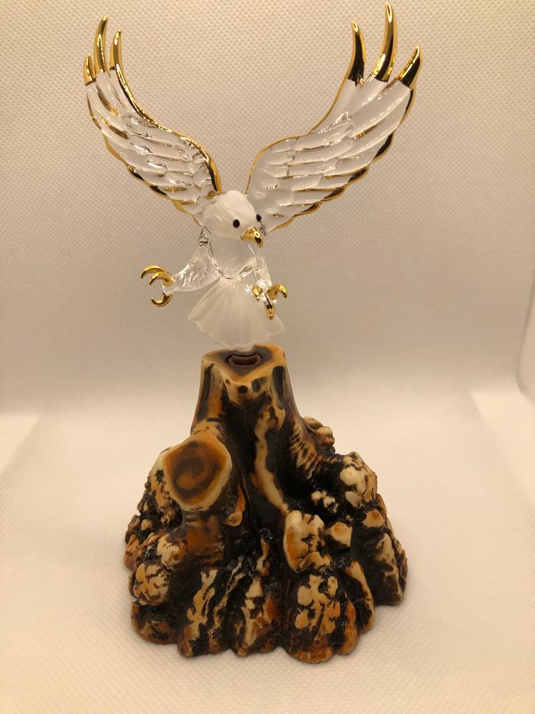 Glass Baron Eagle Handcrafted Figurine with 22kt Gold Accents