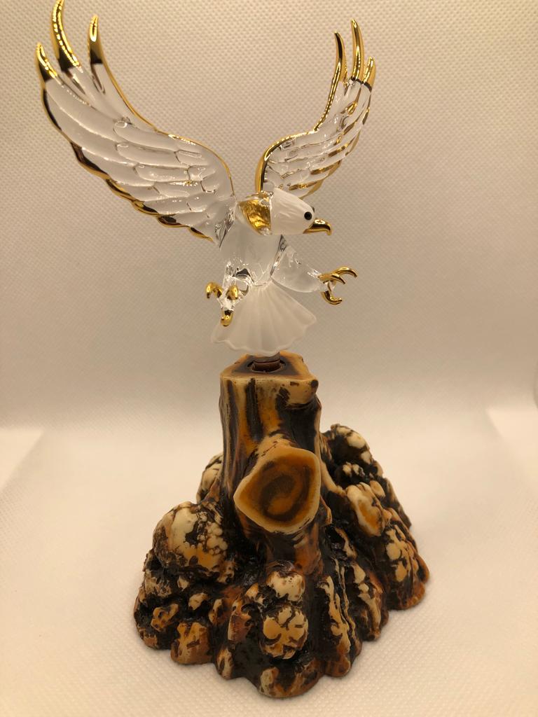 Glass Baron Eagle Handcrafted Figurine with 22kt Gold Accents