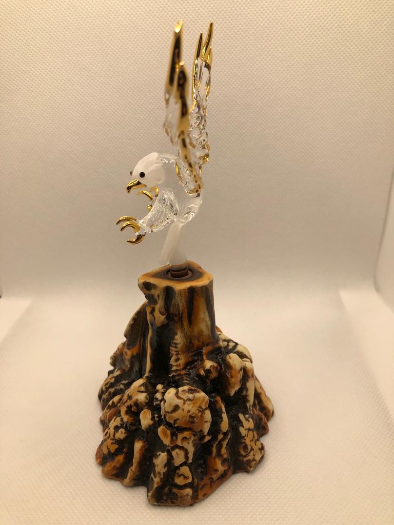 Glass Baron Eagle Handcrafted Figurine with 22kt Gold Accents