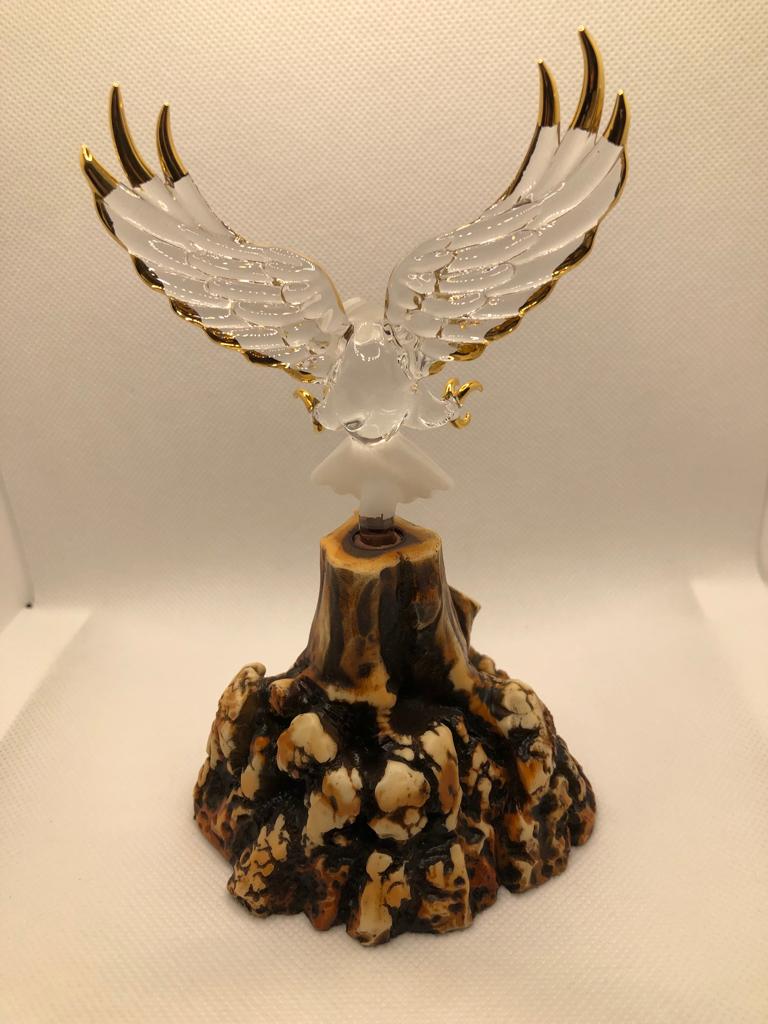 Glass Baron Eagle Handcrafted Figurine with 22kt Gold Accents