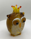 Milano Owl with Crown Art Glass Animals Handcrafted Figurine