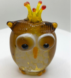 Milano Owl with Crown Art Glass Animals Handcrafted Figurine