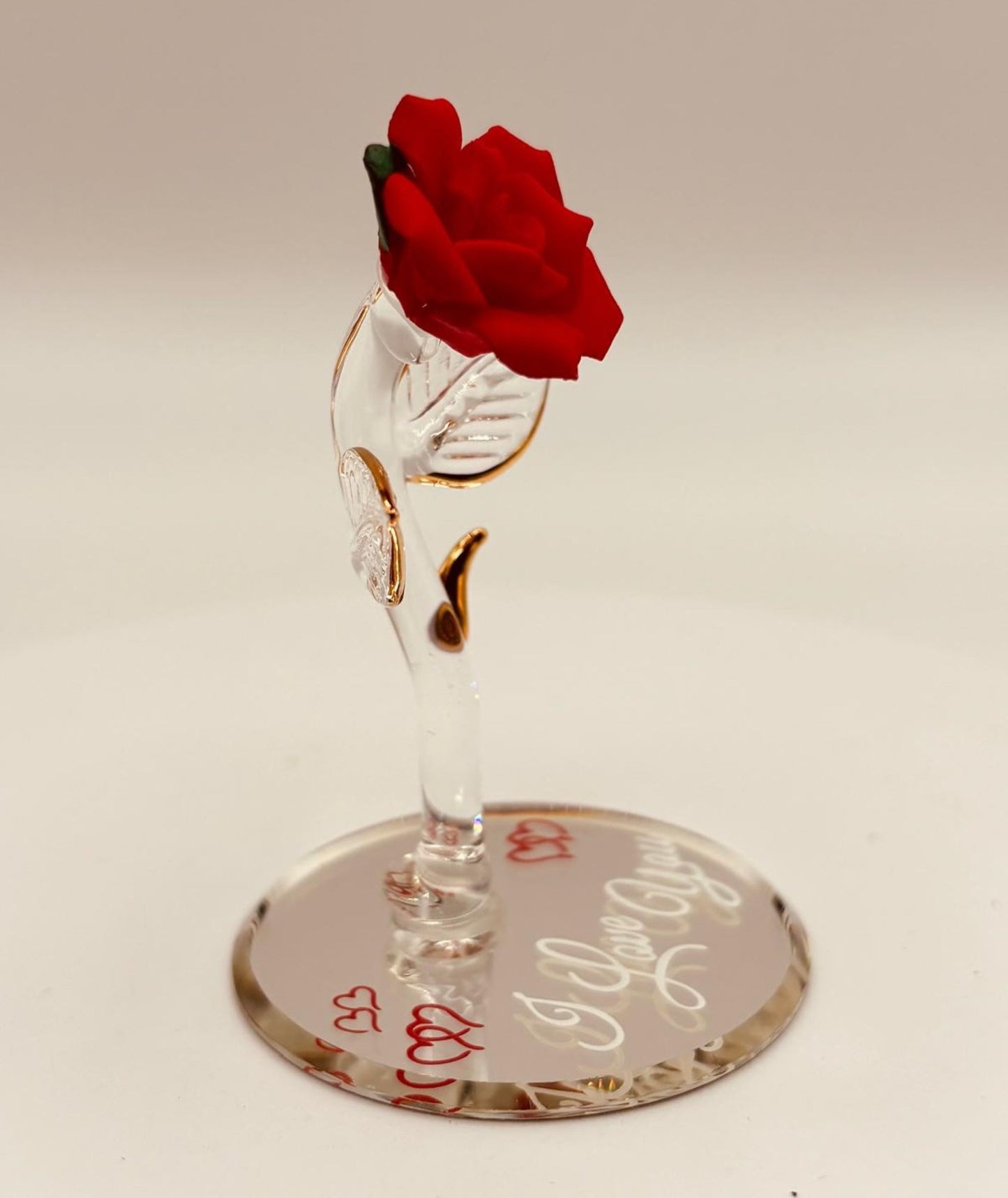“I Love You” Red Rose Glass Figurine | Romantic Gift for Anniversary or Valentine’s Day