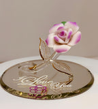 Pink Rose “I Love You” Handcrafted Glass Figurine Gift